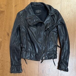 All Saints Women’s Black Leather Jacket sz 0/xs